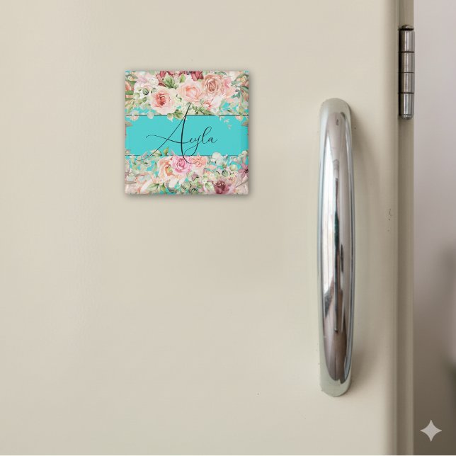  Personalized Blush Floral Border With Roses Magnet (Creator Uploaded)