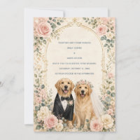 Personalized Blush Floral Golden Retriever Wedding