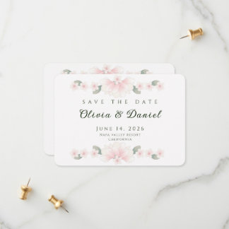 Personalized Blush Floral Save the Date Card