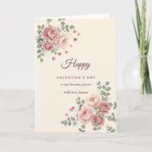 Personalized Blush Floral Valentine's Day Card