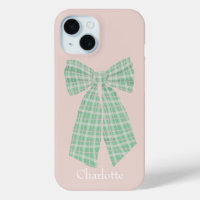 Personalized Blush Gingham Romantic Coquette Bow