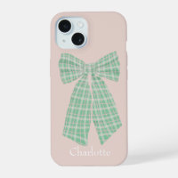 Personalized Blush Gingham Romantic Coquette Bow