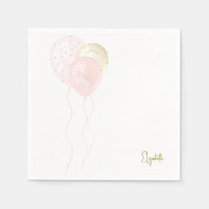 Personalized Blush Gold Balloons Baby Shower Napkin