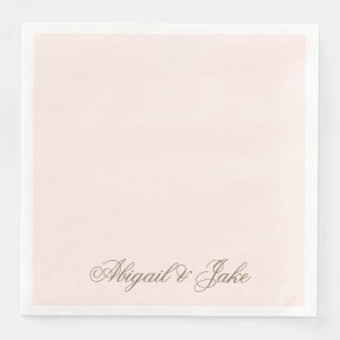 Personalized Blush Gold Elegant Script Wedding Napkin
