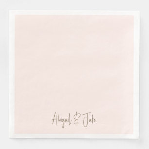 Personalized Blush Gold Script Names Wedding Napkin