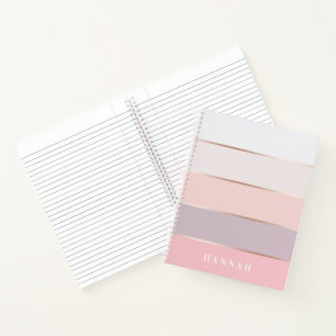 Personalized Blush Lavender Rose Gold Wide Stripes Notebook