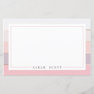 Personalized Blush Lavender Striped Stationery