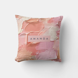 Personalized Blush Pink and Peach Paint Throw Pillow