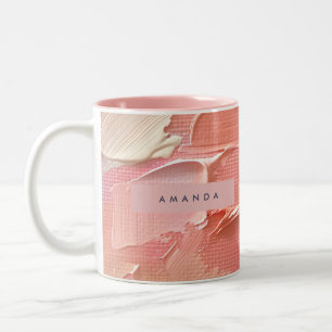 Personalized Blush Pink and Peach Paint Two-Tone Coffee Mug