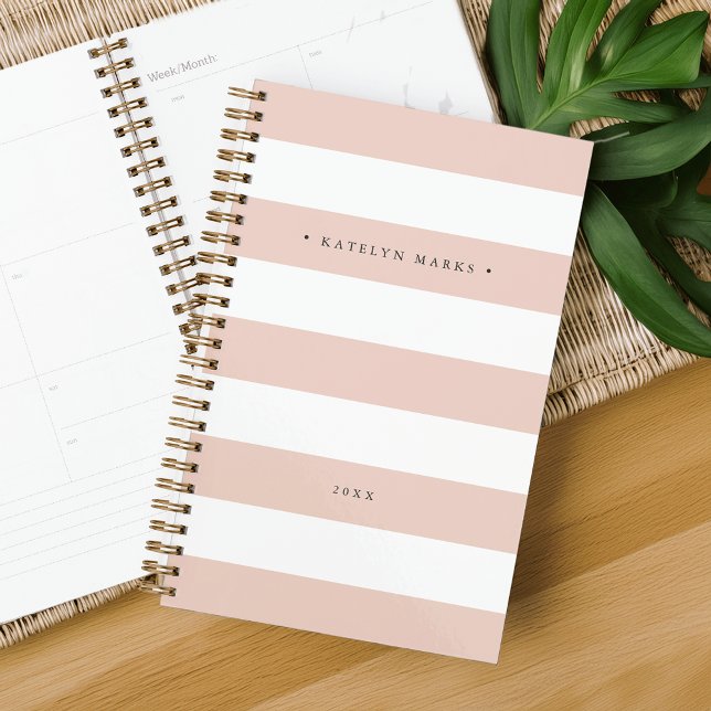 Personalized Blush Pink and White Stripe Planner (Creator Uploaded)