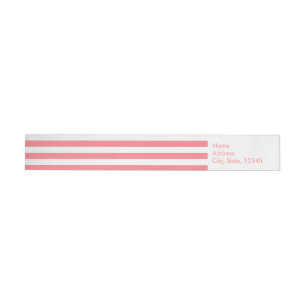 Personalized Blush Pink and White Stripes Pattern Wrap Around Label