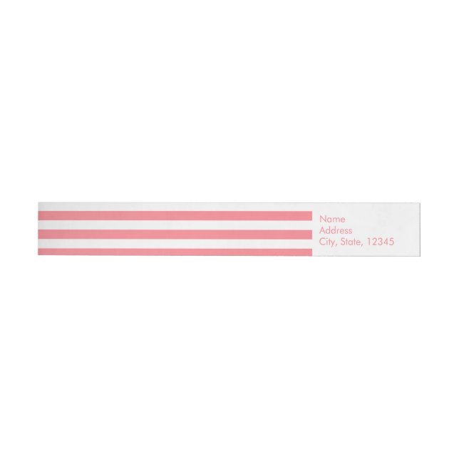 Personalized Blush Pink and White Stripes Pattern Wrap Around Label (Individual)