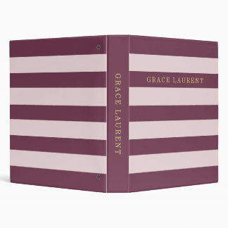 Personalized Blush Pink Berry Stripes Custom Name Binder