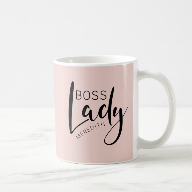 Personalized Blush Pink Boss Lady Logo Coffee Mug (Right)