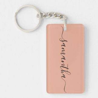 Personalized Blush Pink Calligraphy Name Keychain