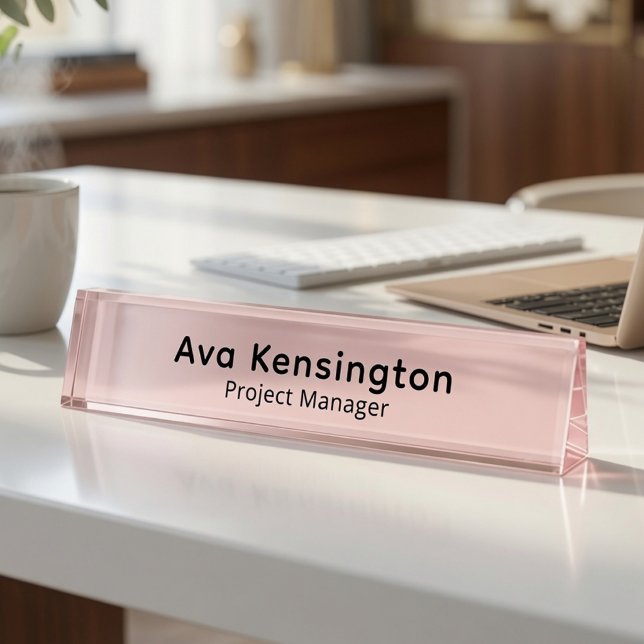 Personalized Blush Pink Custom Office Name Sign Nameplate (Creator Uploaded)