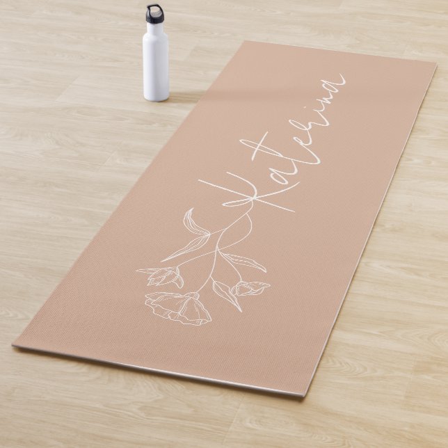 Personalized Blush Pink Floral Name   Yoga Mat (In Situ)