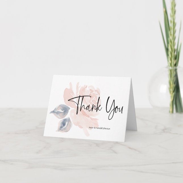 Personalized Blush Pink Floral Thank You Card (Front)