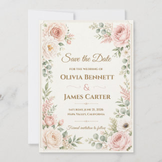Personalized Blush Pink Floral Watercolor Invitation