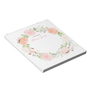 Personalized blush pink floral watercolor Notepad