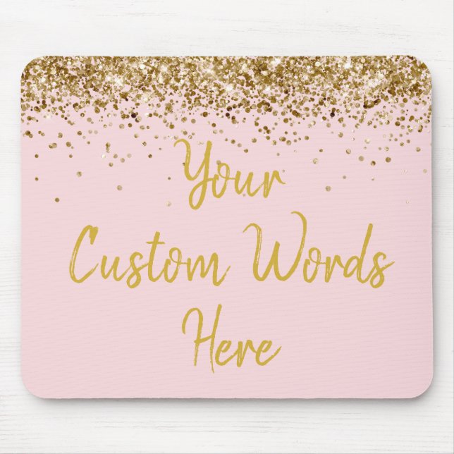 Personalized Blush Pink & Gold Boss Birthday Gift Mouse Pad (Front)