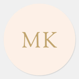 Personalized Blush Pink Gold Monogram Initials Classic Round Sticker