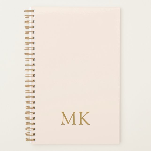 Personalized Blush Pink Gold Monogram Initials Planner (Front)