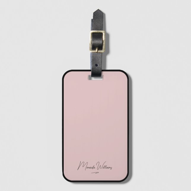 Personalized Blush Pink Handwritten Custom Name  Luggage Tag (Front Vertical)