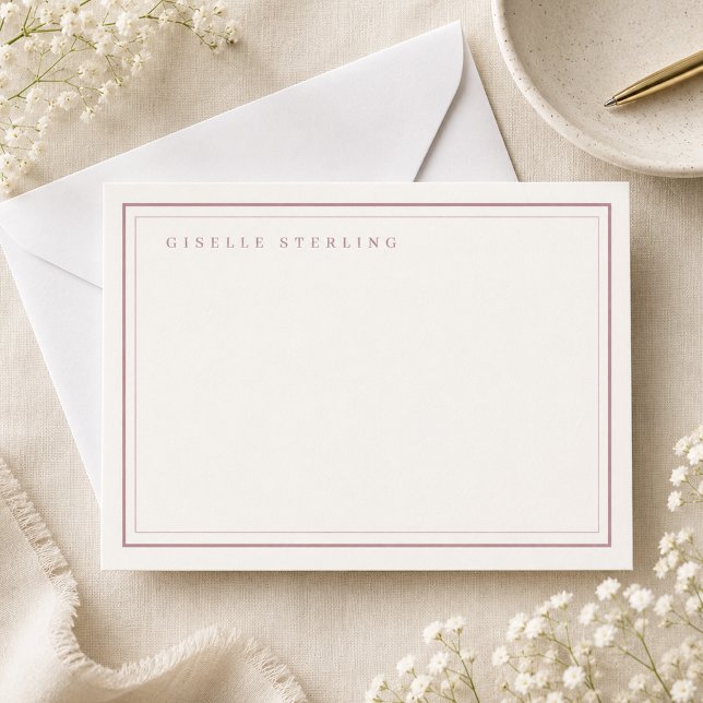 Personalized Blush Pink Ivory Double Border Card (Creator Uploaded)
