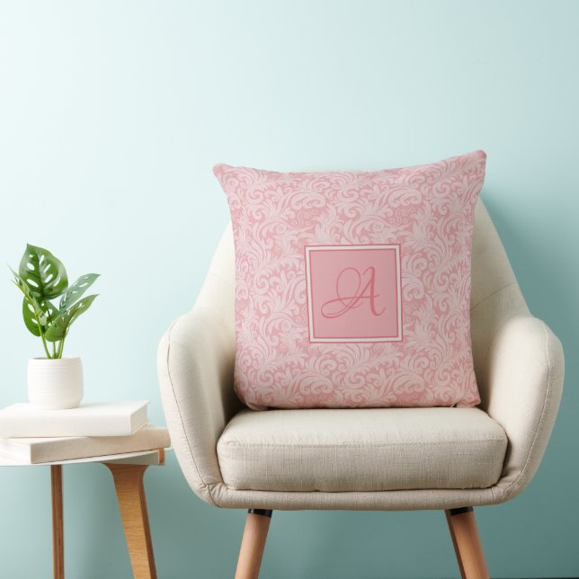 Personalized Blush Pink Lace  Throw Pillow (Chair)