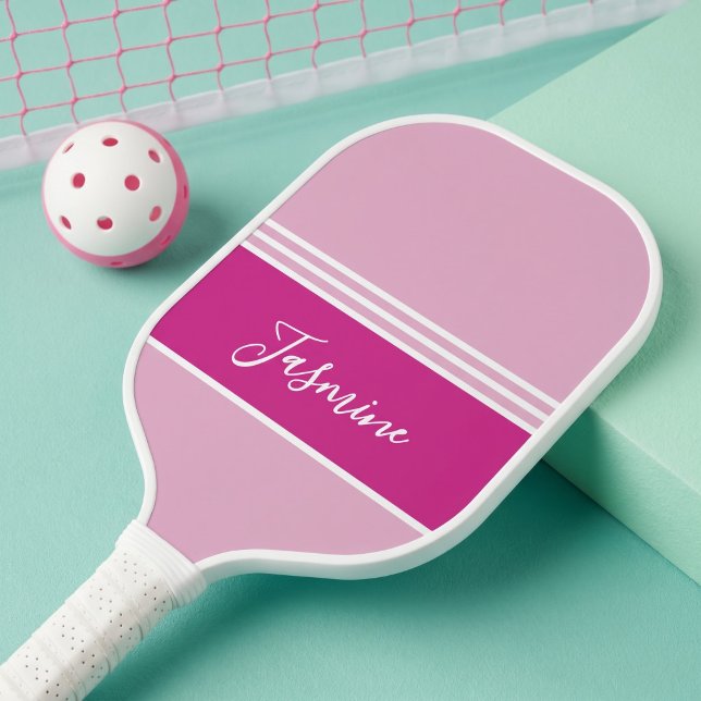 Personalized Blush Pink Magenta White Custom Name  Pickleball Paddle (Creator Uploaded)