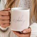 Personalized Blush Pink Monogram Coffee Mug<br><div class="desc">Kickstart your mornings in the most personal and stylish way possible with our Monogram Blush Pink Coffee Mug. This modern and personalized mug, adorned with a chic script design, is the perfect way to add a touch of sophistication to your daily routine. Not only is it a stunning accessory, but...</div>