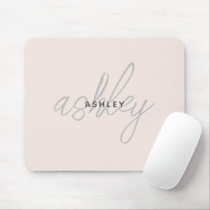 Personalized Blush Pink Monogram Mouse Pad