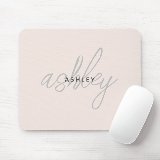 Personalized Blush Pink Monogram Mouse Pad (With Mouse)