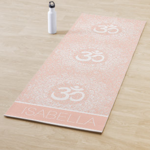Personalized Blush Pink Om Mandala Yoga Mat