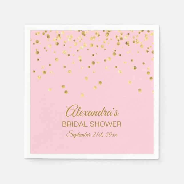 Personalized Blush Pink Rose Gold Bridal Shower Napkin (Front)
