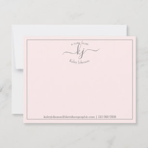 Personalized Blush Pink Script From The Desk Of Thank You Card