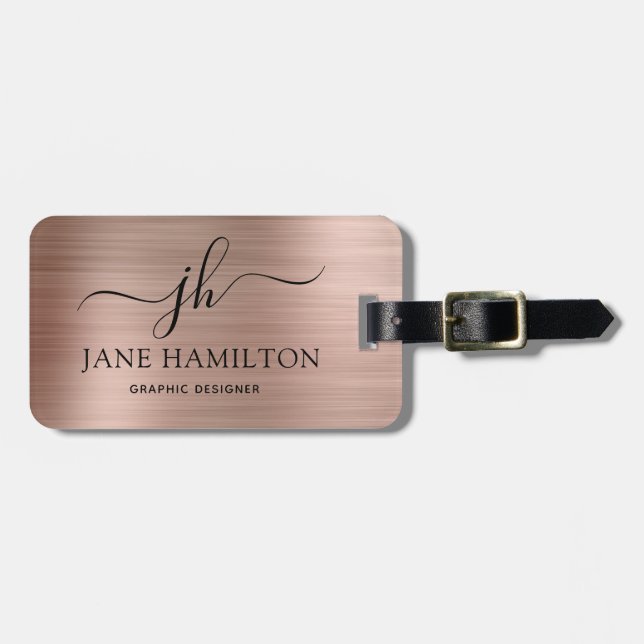 Personalized Blush Pink Script Luggage Tag (Front Horizontal)