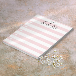 Personalized Blush Pink Striped To-Do List Notepad