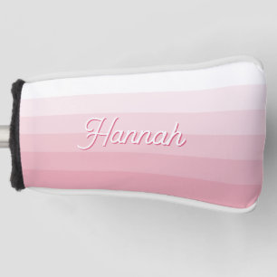 Personalized Blush Pink White Ombre Stripe Golf Head Cover