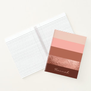 Personalized Blush Rose Gold Wide Chic Stripes Notebook