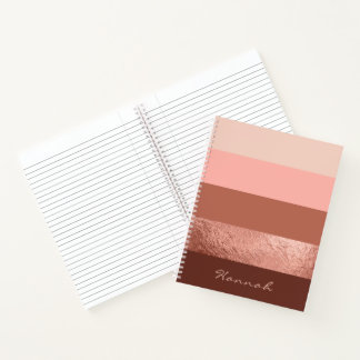 Personalized Blush Rose Gold Wide Chic Stripes Notebook