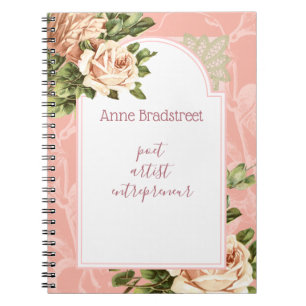 Personalized Blush Vintage Rose Journalling Notebook