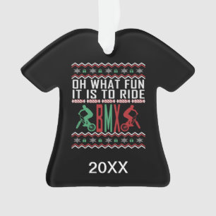 Personalized BMX Rider Ugly Christmas Sweater Ornament