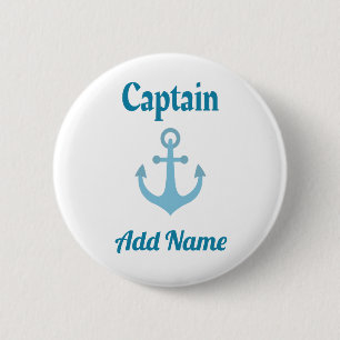 Personalized Boat Captain Anchor 2 Inch Round Button