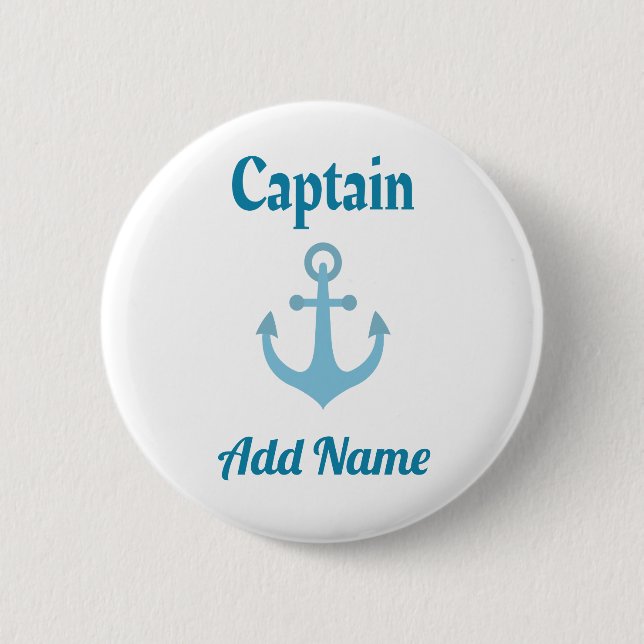 Personalized Boat Captain Anchor 2 Inch Round Button (Front)