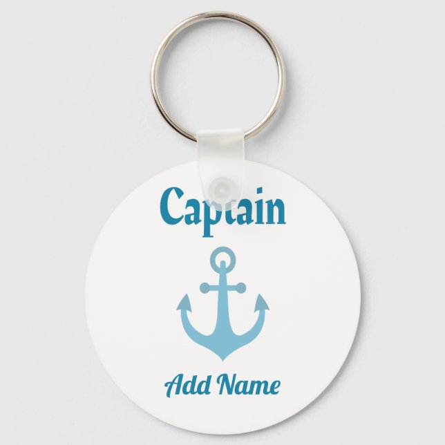 Personalized Boat Captain Anchor Keychain (Front)