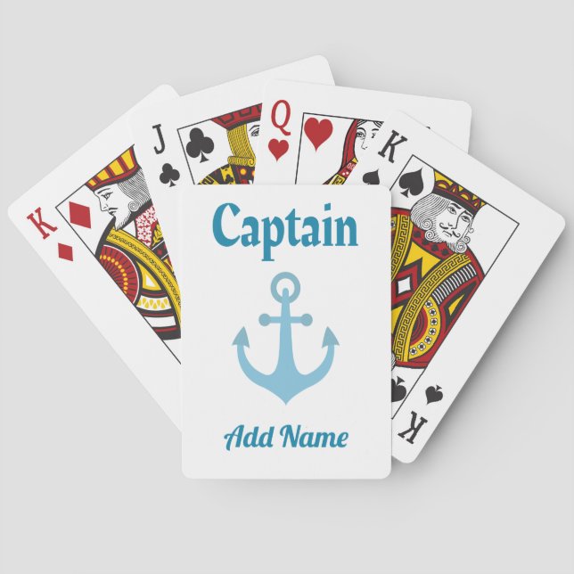 Personalized Boat Captain Anchor Playing Cards (Back)