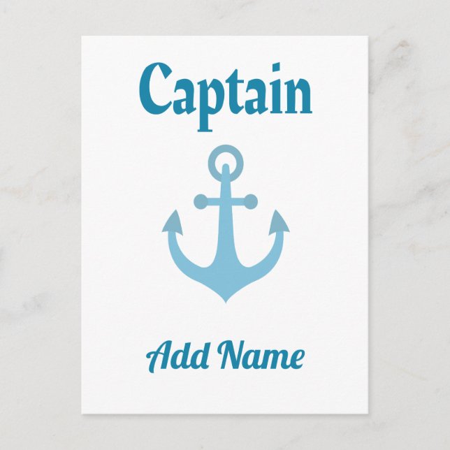 Personalized Boat Captain Anchor Postcard (Front)