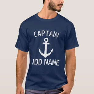 Personalized boat captain name navy anchor shirts